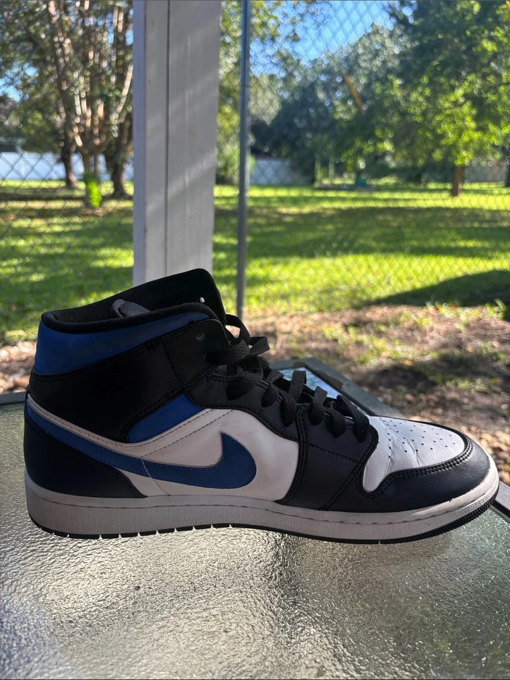 Air Jordan 1 Mid Racer Blue Black White Men’s Size 12 554724-140